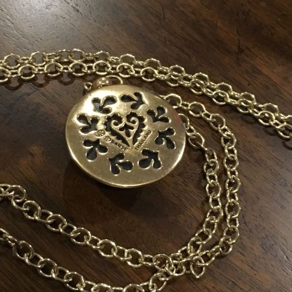 BARSE Bronze and Black Onyx Scroll Filigree Pendant Necklace - Picture 2 of 9